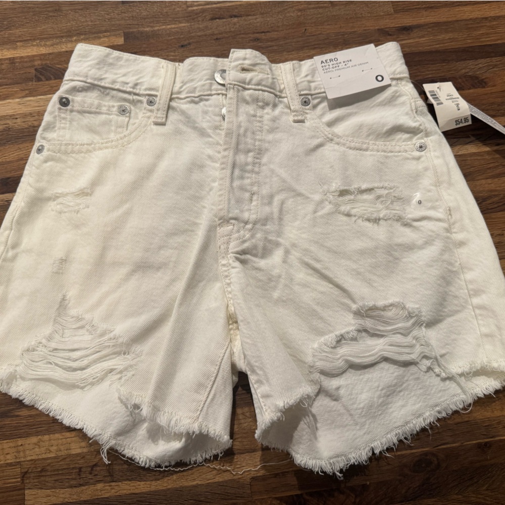 Frayed Hem Distressed White Jeans